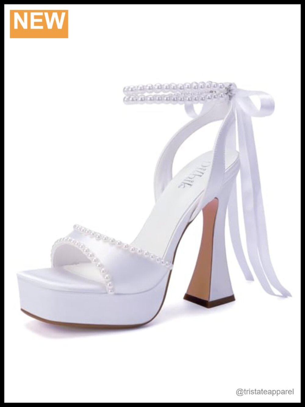 Platform Heel Pearl Wedding Sandals Open Toe Satin Bride Shoes